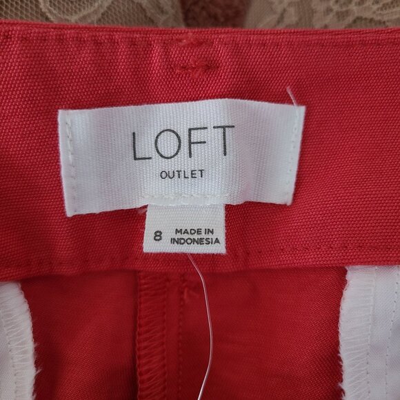 LOFT US Womens Size 8 Salmon Orange Red Tapered Leg Pants Lightweight NEW - Picture 5 of 12